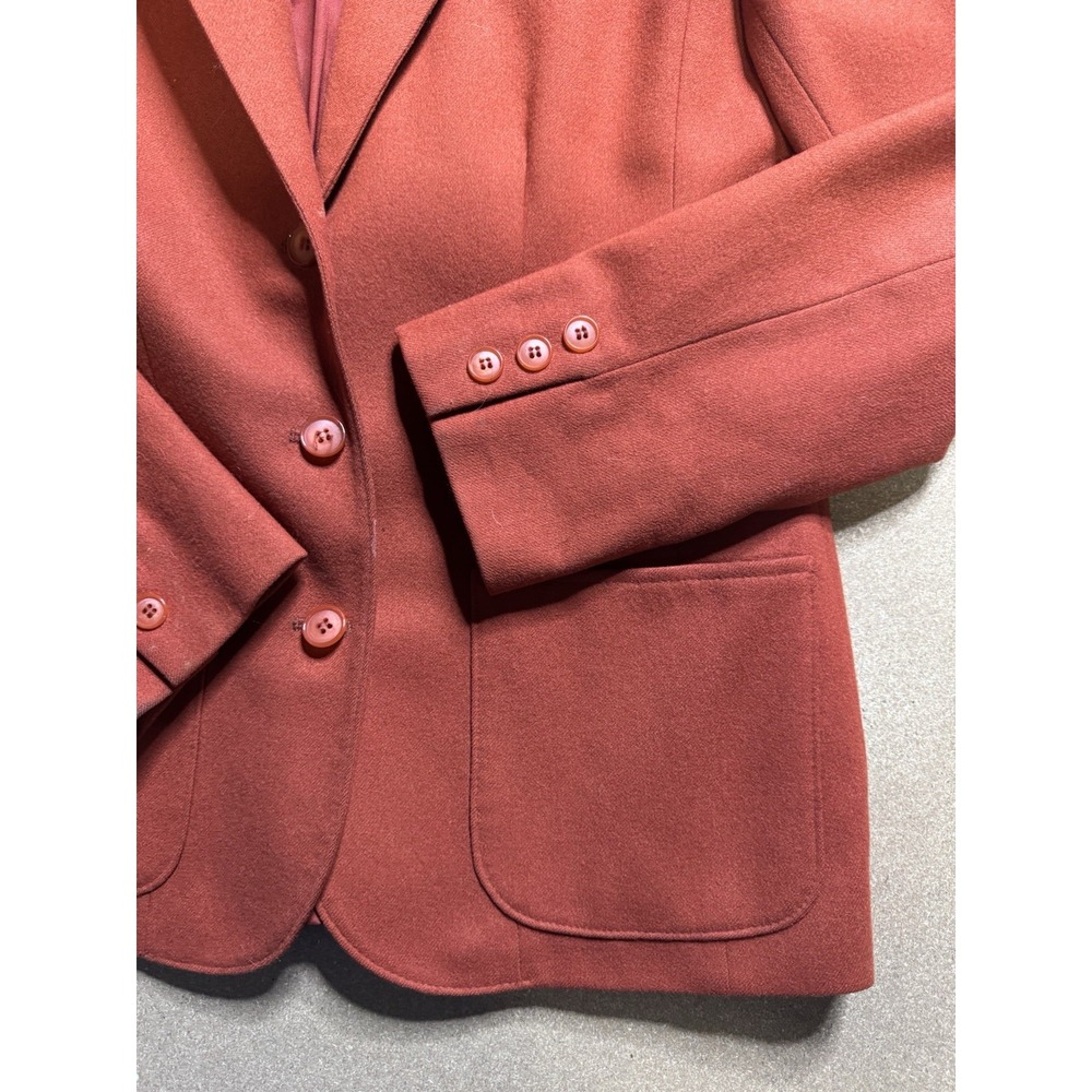 VTG Pendleton Merino Wool Orange Blazer Size 4 Button Jacket Collar‎ Pockets - Picture 2 of 8